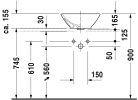 Duravit Bacino Pultra ültethető szögletes mosdókagyló 420 mm