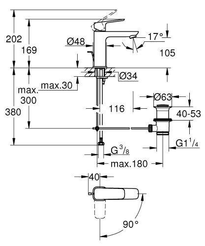 Grohe Cubeo mosdócsaptelep M húzórudas leeresztővel hideg indítású króm