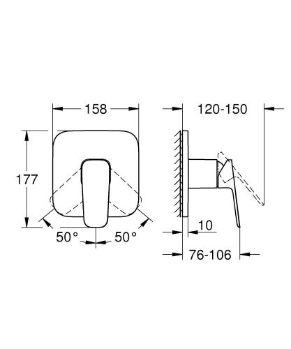 Grohe Cubeo falsík alatti zuhanycsaptelep 1 funkciós króm