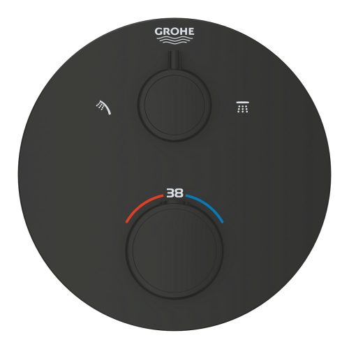Grohe Grohtherm Falsík alatti termosztátos zuhanycsaptelep 2 utas kerek Matt fekete