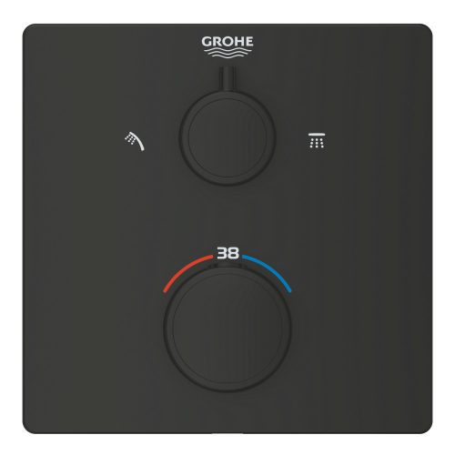 Grohe Grohtherm Falsík alatti termosztátos zuhanycsaptelep 2 utas szögletes Matt fekete