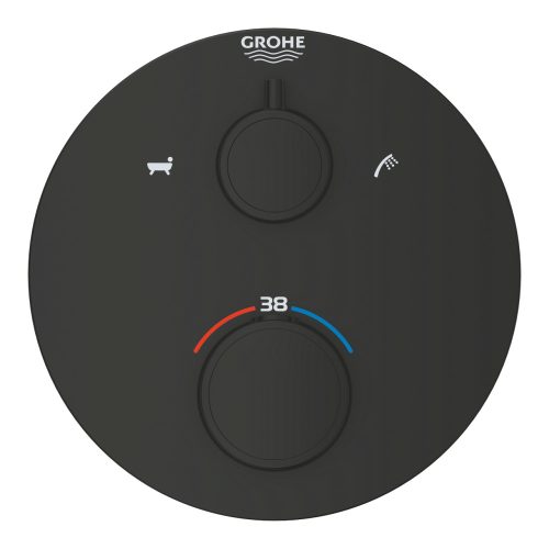 Grohe Grohtherm termosztátos kádcsaptelep kerek 2 utas Matt fekete