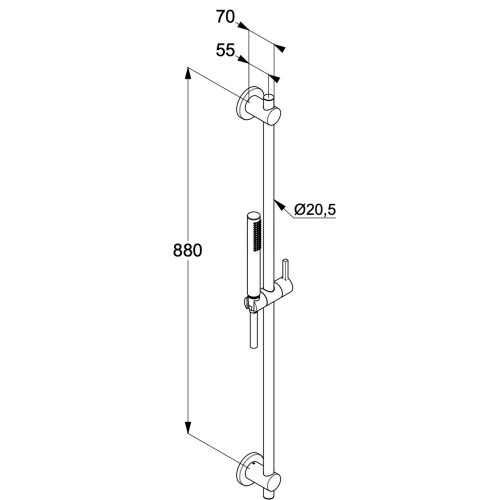NOVA FONTE PURISTIC 1S Zuhanyszett Zuhanyrúddal Zuhanyfejjel 900mm Matt fekete