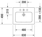 Duravit ME by Starck Bútorral aláépíthető mosdókagyló 630 mm