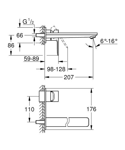 Grohe Lineare Fali mosdócsaptelep L leeresztő nélkül SuperSteel