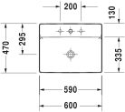 Duravit DuraSquare Pultra ültethető mosdókagyló szögletes 600mm