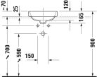 Duravit Happy D.2 Plus Ráültethető mosdókagyló Négyzet 400 mm