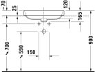 Duravit Happy D.2 Plus Ráültethető mosdókagyló Téglalap 600 mm