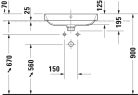 Duravit Happy D.2 Plus Pultra ültethető mosdókagyló Téglalap 600 mm