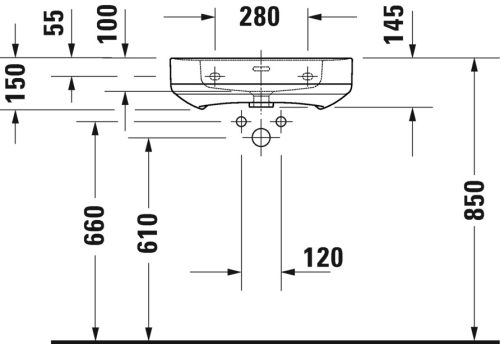Duravit Soleil by Starck fali mosdókagyló 550 mm