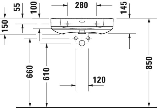Duravit Soleil by Starck fali mosdókagyló 600 mm