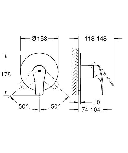 Grohe Eurosmart falsík alatti zuhanycsaptelep 1 funkciós króm