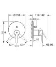 Grohe Lineare Falsík alatti Egykaros zuhanycsaptelep 2-utas  Brushed Hard Graphite