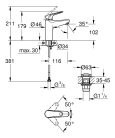 Grohe Euroeco egykaros mosdócsaptelep M leeresztő nélkül Króm