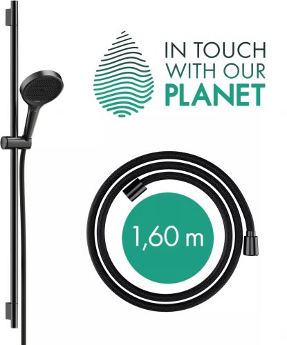 Hansgrohe Rainfinity Zuhanyszett 130 3jet S Puro 90cm-es zuhanyrúddal 1.60m-es zuhanytömlővel Szálcsiszolt Fekete Króm