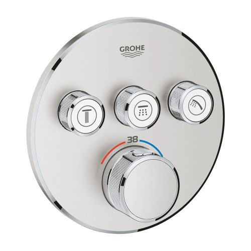 Grohe Grohtherm Smartcontrol Falsík alatti termosztátos csaptelep 3 utas kerek Supersteel