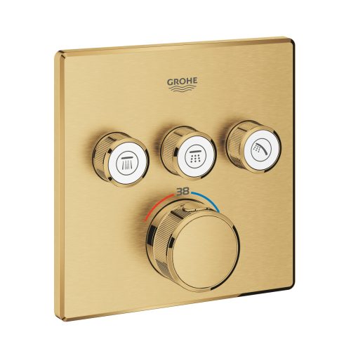 Grohe Grohtherm Smartcontrol Falsík alatti termosztátos csaptelep 3 utas szögletes Brushed Cool Sunrise