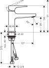 Hansgrohe Metropol egykaros mosdócsaptelep normál fogantyú 100 Push-Open lefolyóval chrome