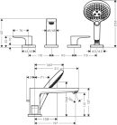 Hansgrohe Metropol 4-lyukú  kádcsaptelep peremre építhető Secuflex nélkül, normál fogantyú chrome