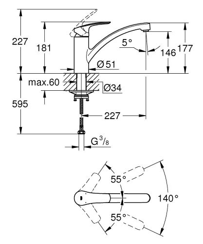 Grohe Eurosmart egykaros mosogatócsaptelep króm