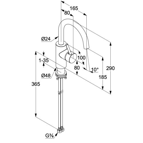Kludi Bozz oldalkaros mosdócsaptelep lefolyógarnitúra nélkül 185 mm matt fehér