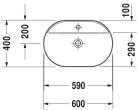 Duravit Luv Pultra ültethető mosdókagyló Ovális csaplyukpaddal 600 mm