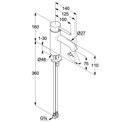Kludi Bozz mosdócsaptelep lefolyógarnitúra nélkül 75 mm króm