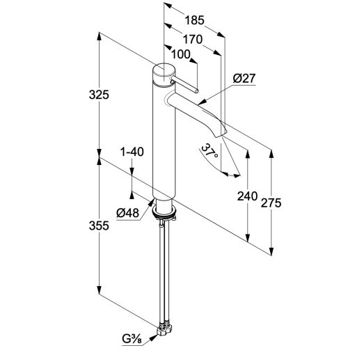 Kludi Bozz mosdócsaptelep mosdótálhoz 240 mm króm