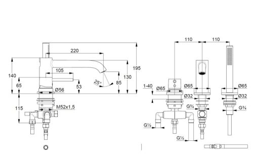 Kludi Bozz 3 lyukas peremre szerelhető kádcsaptelep króm