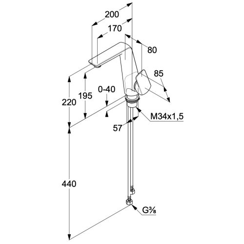 Kludi Ameo oldalkaros mosdócsaptelep lefolyógarnitúra nélkül 195 mm króm