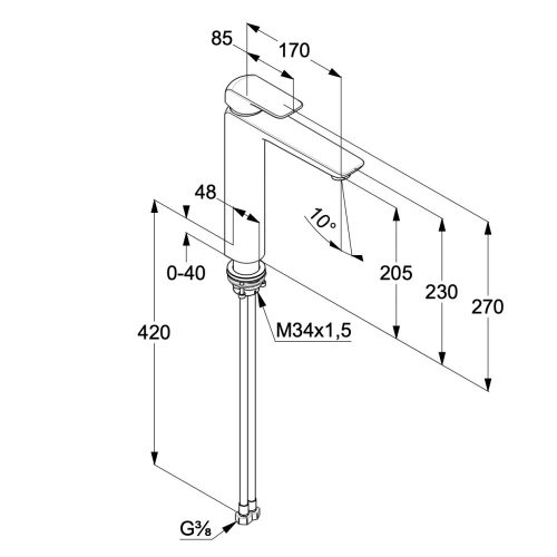 Kludi Ameo egykaros mosdócsaptelep mosdótálhoz 205 mm króm