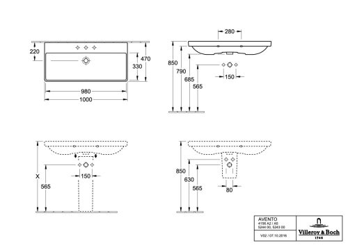 Villeroy & Boch Avento Bútoros mosdókagyló 1000 mm