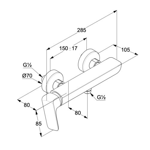 Kludi Ameo oldalkaros zuhanycsaptelep króm