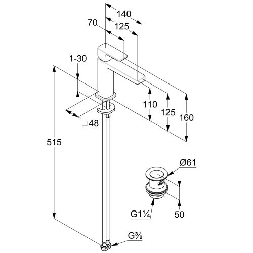 Kludi Renon mosdócsaptelep 110 push-open coolstart matt fekete