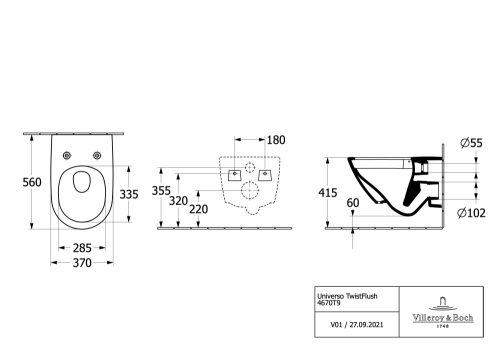 Villeroy & Boch Universo Twistflush Kombipack Fali wc szett CeramicPlus