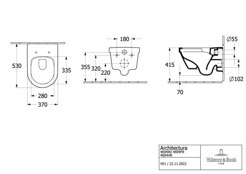 Villeroy & Boch Architectura ovális Rimless Fali WC-szett DirectFlush