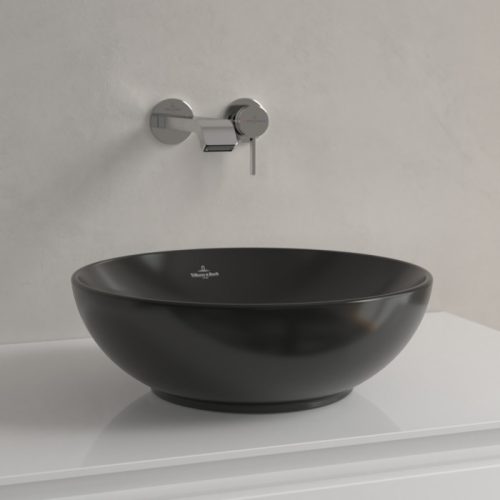 Villeroy & Boch Loop & Friends Pultra ültethető mosdókagyló kerek 380 mm Pure Black túlfolyóval