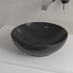  Villeroy & Boch Loop & Friends Pultra ültethető mosdókagyló kerek 380 mm Pure Black túlfolyó nélkül