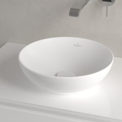   Villeroy & Boch Loop & Friends Pultra ültethető mosdókagyló kerek 380 mm Stone White túlfolyó nélkül