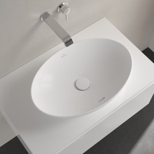 Villeroy & Boch Loop & Friends Pultra ültethető mosdókagyló ovális 560 mm Stone White  túlfolyóval