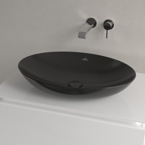 Villeroy & Boch Loop & Friends Pultra ültethető mosdókagyló ovális 620 mm Pure Black túlfolyóval