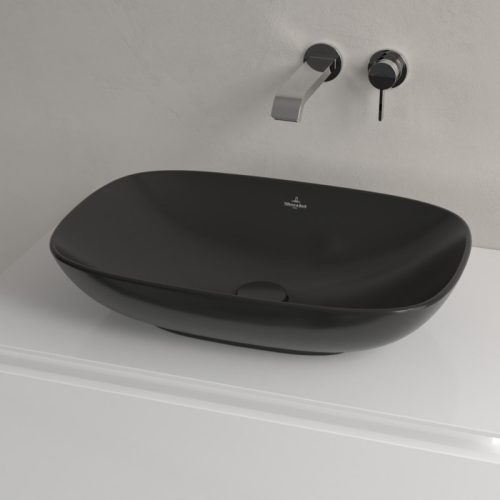 Villeroy & Boch Loop & Friends Pultra ültethető mosdókagyló szögletes 560 mm Pure Black túlfolyóval