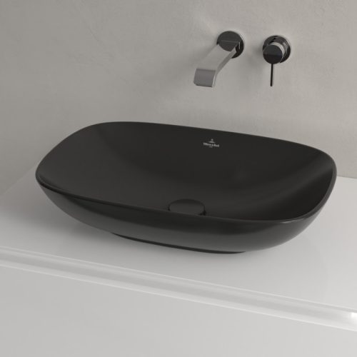 Villeroy & Boch Loop & Friends Pultra ültethető mosdókagyló szögletes 560 mm Pure Black túlfolyó nélkül