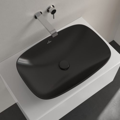 Villeroy & Boch Loop & Friends Pultra ültethető mosdókagyló szögletes 620 mm Pure Black túlfolyó nélkül