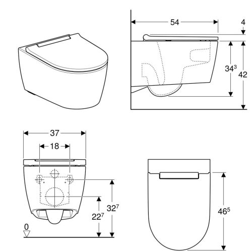 Geberit ONE fali WC mélyöblítésű készlet zárt forma TurboFlush WC-ülőkével
