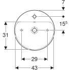 Geberit Variform Pultra ültethető mosdókagyló Kerek, csaplyukpaddal, túlfolyóval 450 mm