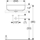 Geberit Variform Pultra ültethető mosdókagyló Kerek, csaplyukpaddal, túlfolyóval 450 mm