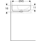 Geberit Variform Pultra ültethető mosdókagyló Kerek, csaplyukpaddal, túlfolyóval 450 mm