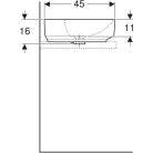 Geberit Variform Pultra ültethető mosdókagyló Ovális, csaplyukpaddal, túlfolyóval 600 mm