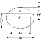 Geberit Variform Pultra ültethető mosdókagyló Ovális, csaplyukpaddal, túlfolyó nélkül 600 mm